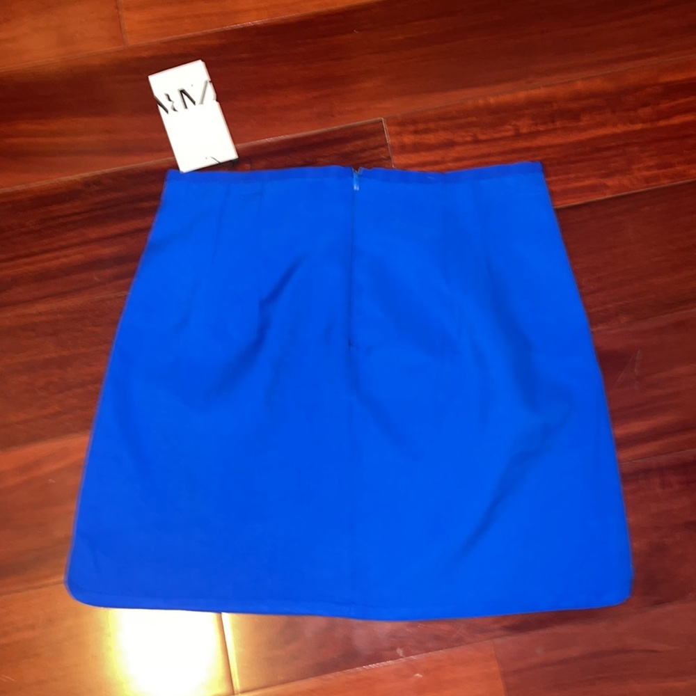 New ZARA SHORT SATIN EFFECT BLUE MINI SKIRT SIZE S 2143/248/420 - Picture 5 of 16